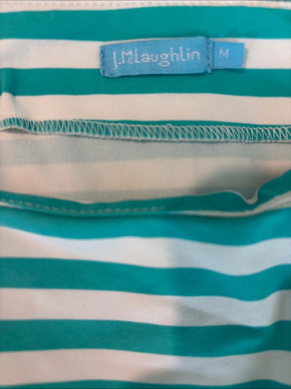 J. McLaughlin Teal & White Striped shirt